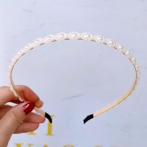4 قطع عصابات رأس الزفاف للنساء عصابات رأس معدنية لامعة غير قابلة للانزلاق عصابة رأس مفردة مزدوجة من اللؤلؤ طوق شعر العروس وحفلات الزفاف وحفلات العازبة وإكسسوارات الشعر in Kuwait
