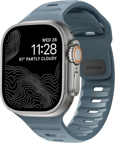 Nomad Sport Band - 45mm | Marine Blue Apple watch ultra 2 band, Designed to give your Apple Watch a modern and athletic look for intense workouts and everyday wear, Compatible with Ultra & Ultra 2, Series 9, 8, 7, 6, SE, and all previous versions in Kuwait