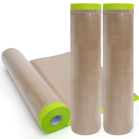 ADHES Pre-Taped Masking Paper for Painting, 3 Rolls 12 Inch x 50 Feet Tape and Drape Painters Paper Roll with Masking Tape, Automotive Paint Masking Paper for Cars, Walls, Floors, Furniture Protection in Saudi Arabia