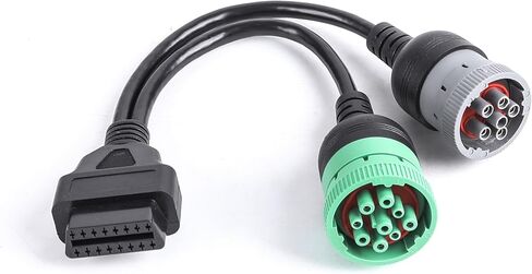 9pin J1939 Male and 6pin J1708 Male to OBD2 Female Port Splitter Y Cable (1) in Kuwait