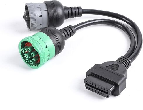 9pin J1939 Male and 6pin J1708 Male to OBD2 Female Port Splitter Y Cable (1) in Kuwait