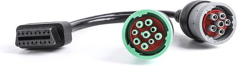 9pin J1939 Male and 6pin J1708 Male to OBD2 Female Port Splitter Y Cable (1) in Kuwait