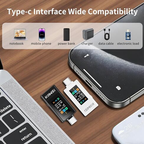 KWS-2303C USB C Tester Power Meter, 4-30V 0-8A Type-C Tester Digital Multimeter, Power Voltage and Current Tester Meter, Power Bank Capacity Voltmeter USB Cable Charger Detector (Black) in Kuwait