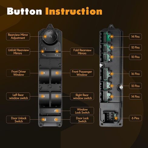 20835553 Front Driver Side Power Window Switch and Door Lock with Folding Mirror Switch Fit for 2007-2014 Chevy Silverado Suburban Tahoe Avalanche, GMC Sierra Yukon YukonXL, Cadillac Escalade#15093440 in Kuwait