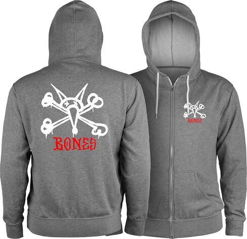 Powell Peralta Rat Bones Lightweight Zipper Hooded Sweatshirt, Gunmetal Heather, Large in Saudi Arabia