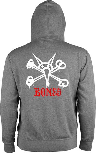 Powell Peralta Rat Bones Lightweight Zipper Hooded Sweatshirt, Gunmetal Heather, Large in Saudi Arabia