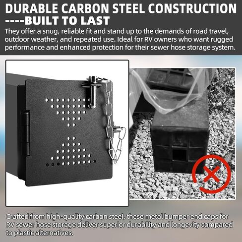 TonGass (2-Pack, Black 4"x4" Metal RV Bumper End Cap with Vent Holes, RV Bumper Plug End Cap, Square Camper Bumpers Caps for Trailer Outdoor Travel, Camper Bumpers Protective Cover with Hinged Door in Saudi Arabia