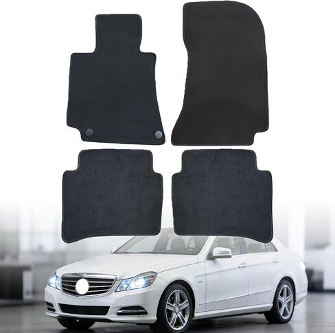 Mythoria Car Floor Mats Full Set Fit for Mercedes-Benz W212 E-Class 2012 2013 2014 2015 2016 | Black, Velour Carpet | Waterproof, with Anti-Slip Backing in Kuwait