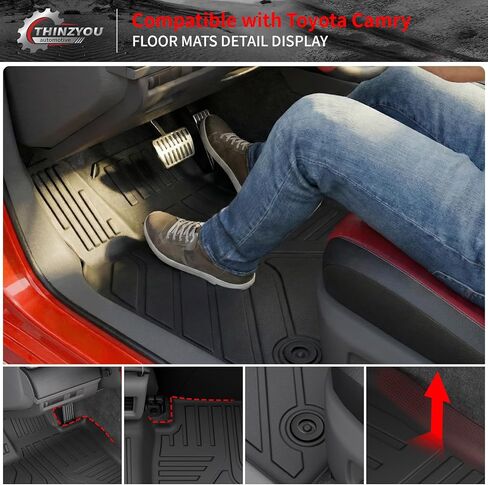 سجادات أرضية متوافقة مع 2025 2026 Toyota Camry (تشمل الهجين) سجادة البضائع وبطانة البضائع وغطاء المقعد الخلفي حامي جميع ملحقات كامري الطقس (سجادات الأرضية + سجادة صندوق السيارة + سجادات مسند الظهر) in Kuwait