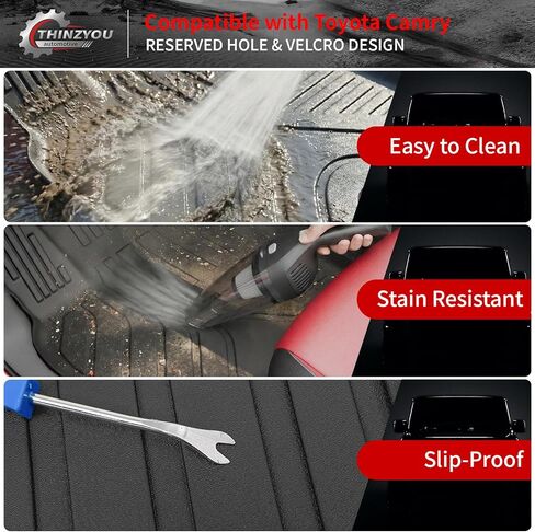 سجادات أرضية متوافقة مع 2025 2026 Toyota Camry (تشمل الهجين) سجادة البضائع وبطانة البضائع وغطاء المقعد الخلفي حامي جميع ملحقات كامري الطقس (سجادات الأرضية + سجادة صندوق السيارة + سجادات مسند الظهر) in Kuwait