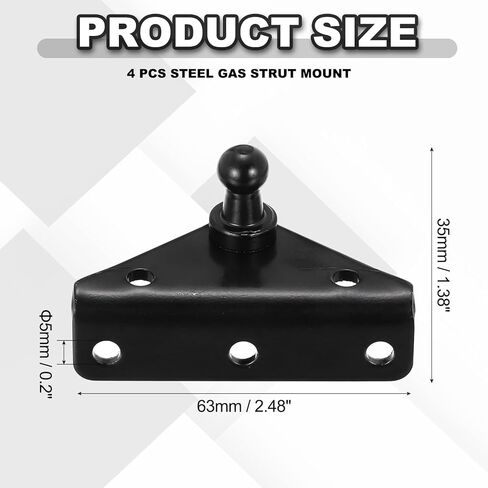 uxcell 5.08mm Ball Stud Mounting Bracket,L-Type Mounts Steel Gas Strut Mount Universal Spring Lift Strut for Gas Shock Spring Strut Lift Support Prop,2Pcs Black in Saudi Arabia