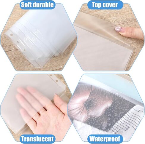 12PCS A5 Binder Pockets No Zipper, A5 Size 6 Holes Binder Inserts Budget Cash Envelopes Clear Binders Folders Document Filing Bags Money Organizer Bags for Saving Challenge in Kuwait