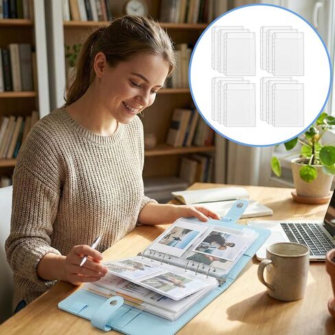 12PCS A5 Binder Pockets No Zipper, A5 Size 6 Holes Binder Inserts Budget Cash Envelopes Clear Binders Folders Document Filing Bags Money Organizer Bags for Saving Challenge in Kuwait