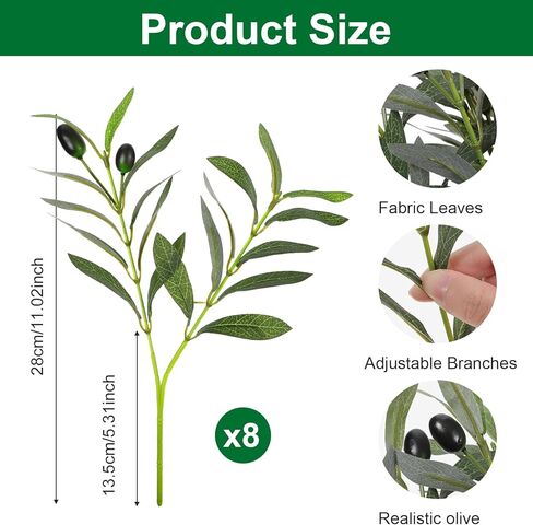 5 Pcs 11 Inch Artificial Plants Olive Branches, 2 Forks Olive Tree Branches Greenery Stems, Faux Leaves Plants for Centerpieces Wedding Greenery Home Party Decor in Saudi Arabia