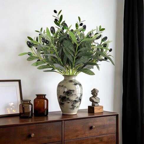 5 Pcs 11 Inch Artificial Plants Olive Branches, 2 Forks Olive Tree Branches Greenery Stems, Faux Leaves Plants for Centerpieces Wedding Greenery Home Party Decor in Saudi Arabia
