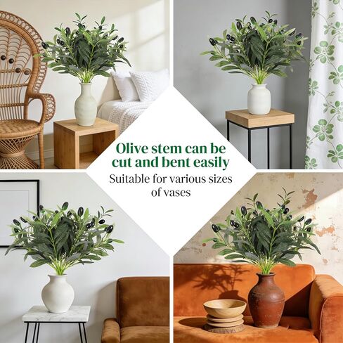 5 Pcs 11 Inch Artificial Plants Olive Branches, 2 Forks Olive Tree Branches Greenery Stems, Faux Leaves Plants for Centerpieces Wedding Greenery Home Party Decor in Saudi Arabia