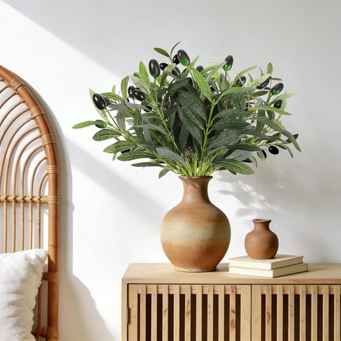 5 Pcs 11 Inch Artificial Plants Olive Branches, 2 Forks Olive Tree Branches Greenery Stems, Faux Leaves Plants for Centerpieces Wedding Greenery Home Party Decor in Saudi Arabia