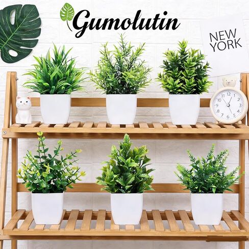 6 Pack Mini Artificial Plants, Set of Potted Fake Plants for Home Office Desk Decor, Small Realistic Miniature Bonsai for Bathroom and Shelf Display in Kuwait