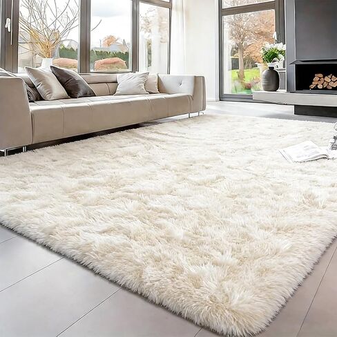Area Rugs for Living Room Soft Fluffy Area Rugs for Bedroom Non-Slip Large Fuzzy Plush Rug- Living Room Area Rug Fuzzy Soft Carpet for Kids Room, Dorms, Playroom (Beige, 6x9 ft) in Saudi Arabia