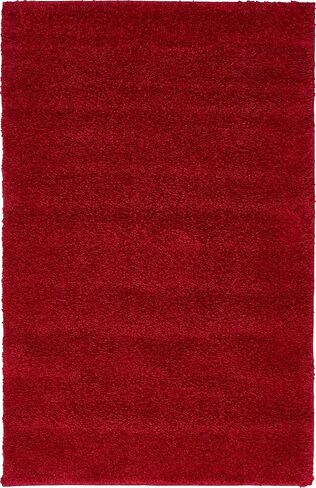 Rugs.com Solid Frieze Collection Rug – 3x5 Red Shag Rug Perfect for Entryways, Kitchens, Breakfast Nooks, Accent Pieces in Saudi Arabia