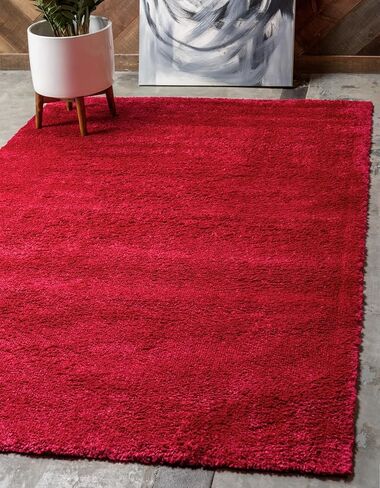 Rugs.com Solid Frieze Collection Rug – 3x5 Red Shag Rug Perfect for Entryways, Kitchens, Breakfast Nooks, Accent Pieces in Saudi Arabia