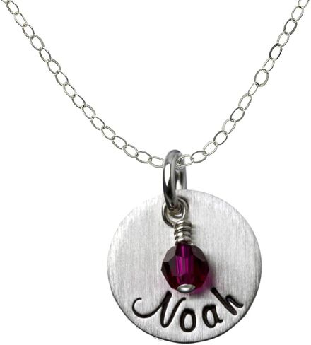 AJ's Collection My Joy Personalized Sterling Silver Name Necklace, Customize with Your Choice of Letters, Matted Finish Includes 925 Chain and Crystal Birthstone, Gifts for Her, Mother, Wife in Kuwait