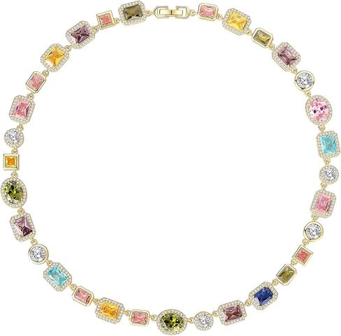 قلادة التنس للرجال والنساء، قلادة ألماس ملونة مع زركونيا مكعب، قلادة سلسلة عتيقة، قلادات كريستالية، قلادات ملونة مجوهرات لعيد الميلاد، عيد الميلاد، الذكرى السنوية، عيد الحب وعيد الأب الزفاف in Kuwait