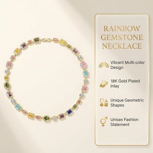 قلادة التنس للرجال والنساء، قلادة ألماس ملونة مع زركونيا مكعب، قلادة سلسلة عتيقة، قلادات كريستالية، قلادات ملونة مجوهرات لعيد الميلاد، عيد الميلاد، الذكرى السنوية، عيد الحب وعيد الأب الزفاف in Kuwait