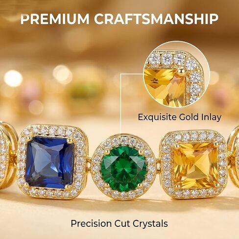 قلادة التنس للرجال والنساء، قلادة ألماس ملونة مع زركونيا مكعب، قلادة سلسلة عتيقة، قلادات كريستالية، قلادات ملونة مجوهرات لعيد الميلاد، عيد الميلاد، الذكرى السنوية، عيد الحب وعيد الأب الزفاف in Kuwait