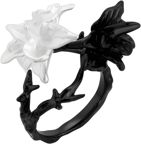 Mandala Ring for Women Adjustable Black and White Flower Rings in Kuwait