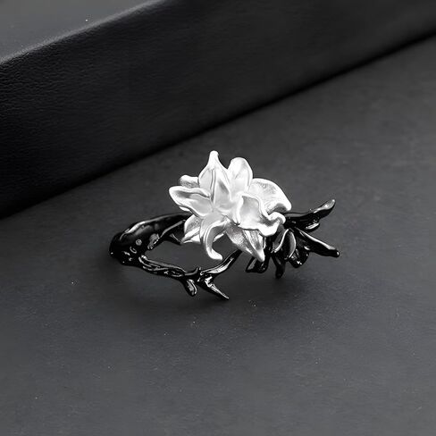 Mandala Ring for Women Adjustable Black and White Flower Rings in Kuwait