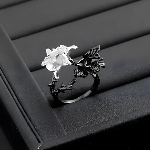 Mandala Ring for Women Adjustable Black and White Flower Rings in Kuwait