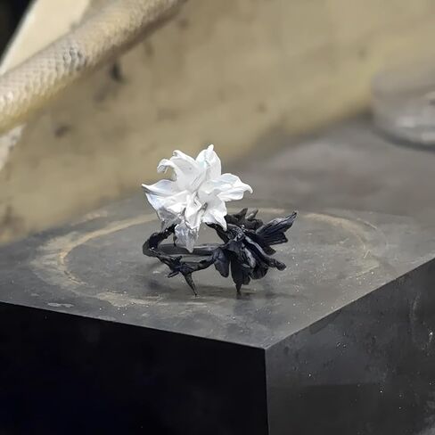 Mandala Ring for Women Adjustable Black and White Flower Rings in Kuwait