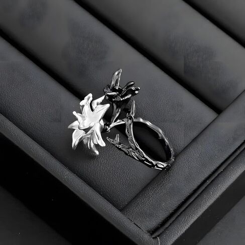 Mandala Ring for Women Adjustable Black and White Flower Rings in Kuwait