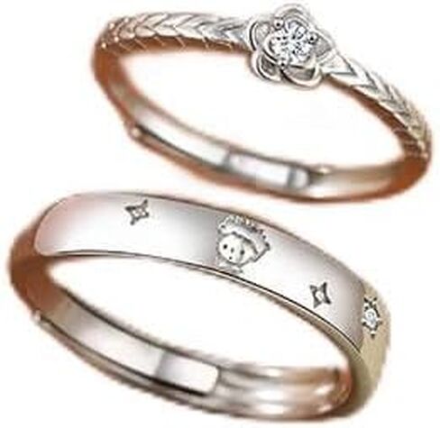 Sdouefos 925 Sterling Silver Couple Rings Set Prince and Rose Couple Finger Rings Set Adjustable Finger Rings Love Token Open Rings for Girlfriend and Boyfriend Valentine's Day Gift Jewelry in Saudi Arabia
