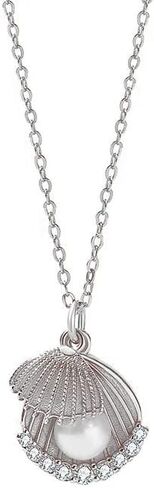 14K Gold Freshwater Pearl & Moissanite Necklace for Women,Unique Shell-Inspired Pearl Choker Necklace,Classic Fashion Jewelry Gift in Saudi Arabia