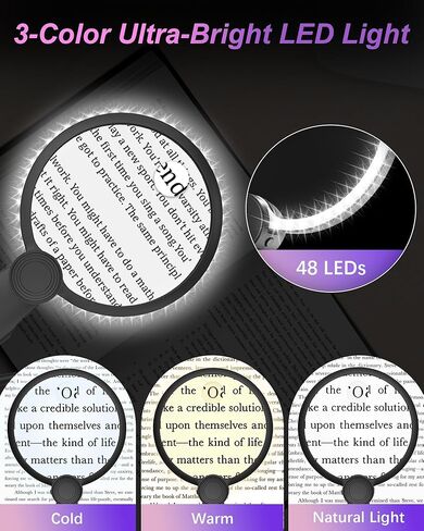 عدسة مكبرة بدون استخدام اليدين مع ضوء، عدسة مكبرة للرقبة مضاءة 5X 15X للحرف اليدوية المتقاطعة وتطريز التطريز وقراءة التطريز، نظارات مكبرة للعمل الوثيق، وكبار السن ضعاف الرؤية in Kuwait