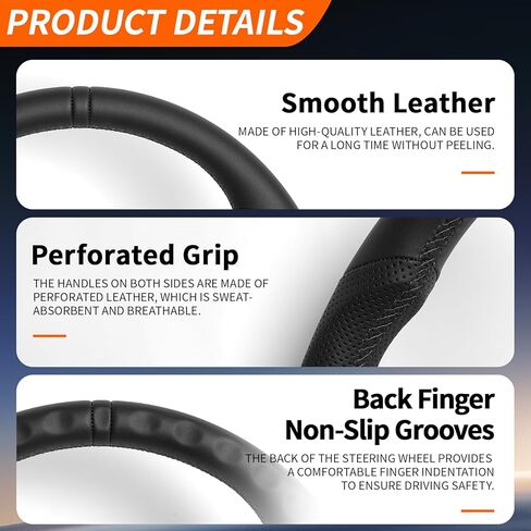 عجلة قيادة جلدية كاملة، عجلة قيادة جلدية مثقبة على شكل حرف D مناسبة لسيارة جيب رانجلر JK 2011-2017 in Kuwait