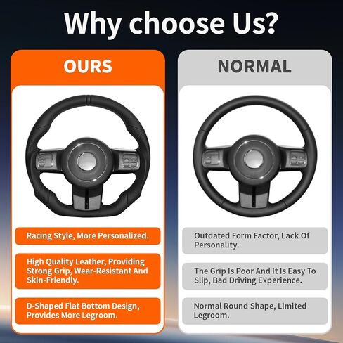 عجلة قيادة جلدية كاملة، عجلة قيادة جلدية مثقبة على شكل حرف D مناسبة لسيارة جيب رانجلر JK 2011-2017 in Kuwait