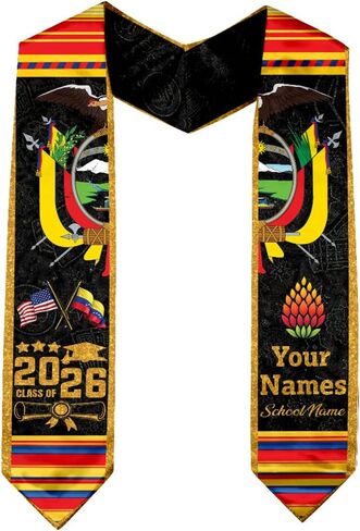 IZI POD Personalized Ecuador Graduation Stole, Ecuador Grad Sash, Ecuadoran and American Stole, Class of 2026, Gift For Grad in Kuwait