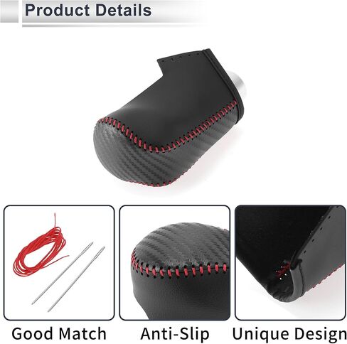 Gear Shift Knob Cover for Mazda CX-30 2020-2021 Anti-Slip Stick Shifting Handle Protector Faux Leather 1 Pc Black Carbon Fiber Red in Saudi Arabia