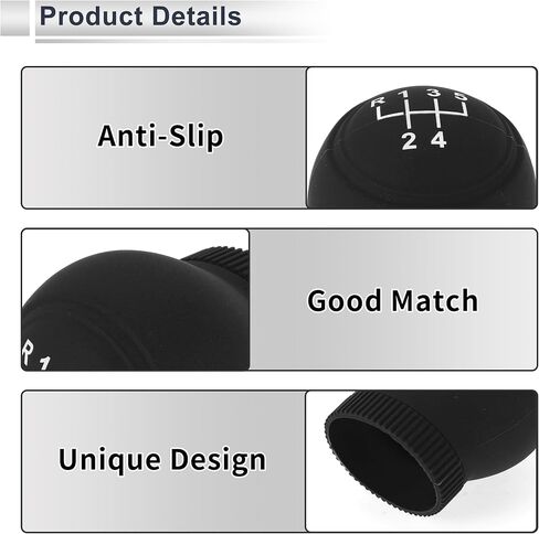 1 Pc Universal Gear Shift Knob Cover Anti-slip 6x5cm/2.36"x1.97" Stick Shifting Handle Protector Manual Black Silicone Anti-slip in Saudi Arabia