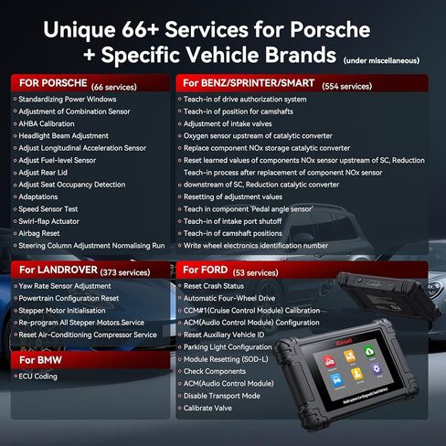 أداة تشخيص ثنائية الاتجاه iCarsoft POR V4.0 لبورشه + علامتين تجاريتين إضافيتين للسيارات، وماسح ضوئي OBD2 مع 1333 عنصر اختبار / 26 خدمة (177 خدمة فرعية) / 66 خدمة إضافية / تحديث مجاني لتسجيل البطارية in Saudi Arabia