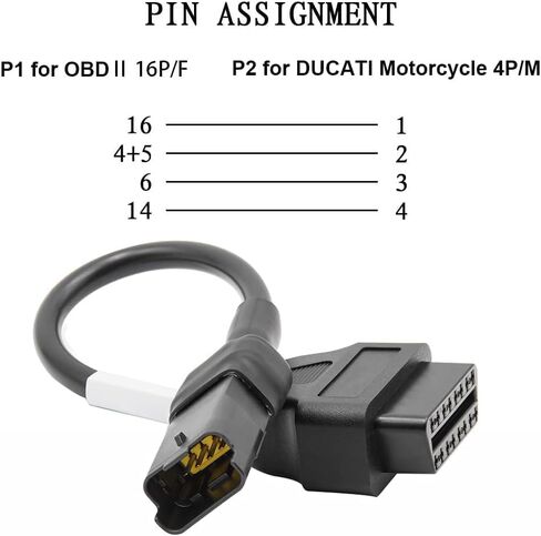 OBD 4 Pin Motorcycle Adapter 4Pin OBD2 Motorrad Moto Cable Compatible for Ducati Connector for Diavel/Multistrada 1200/Panigale 1199/Monster 696/796/1100 OBDII Can Motorbikes in Kuwait