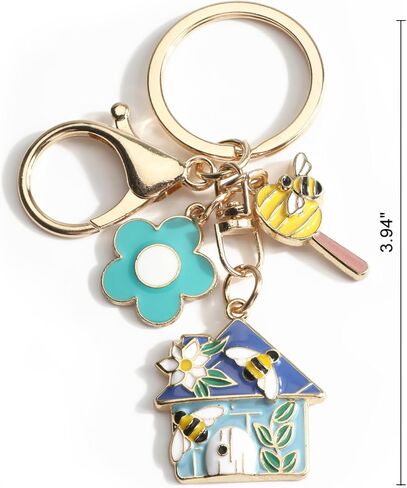 House Keychain,Bee Keychain with Flower Charm for Handbag,Bee Gifts for Women Friends Daugther Birthday Christmas in Saudi Arabia