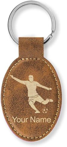 LaserGram Oval Keychain, Soccer Player Man, Personalized Engraving Included (Carbon Fiber Bronze) in Saudi Arabia