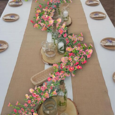 CISDUEO 4 Pcs Artificial Daisy Flowers Vine Silk Flower Garland Spring Fake Flower Vine Hanging Ivy with Pink Daisy Flowers Green Leaves for Wall Party Wedding Arch Floral Decor Home Indoor Outdoor in Kuwait