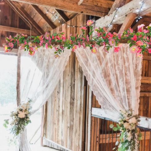 CISDUEO 4 Pcs Artificial Daisy Flowers Vine Silk Flower Garland Spring Fake Flower Vine Hanging Ivy with Pink Daisy Flowers Green Leaves for Wall Party Wedding Arch Floral Decor Home Indoor Outdoor in Kuwait