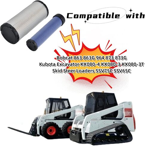 P827653 P829332 Air Filter Kit Compatible with Bobcat 863 863G 964 873 873G Kubota Excavator KX080-4 KX080-3 KX080-3T Skid Steer Loaders SSV75C SSV65C in Saudi Arabia