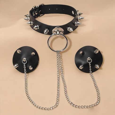 مثير فطائر اللحم الحلمة يغطي للنساء الهذيان الزي، مسنن الجلود المختنق سلسلة الجسم الصدرية ملصقات قابلة لإعادة الاستخدام مجوهرات فاسق لبيكيني الشاطئ ملهى ليلي الطرف in Kuwait